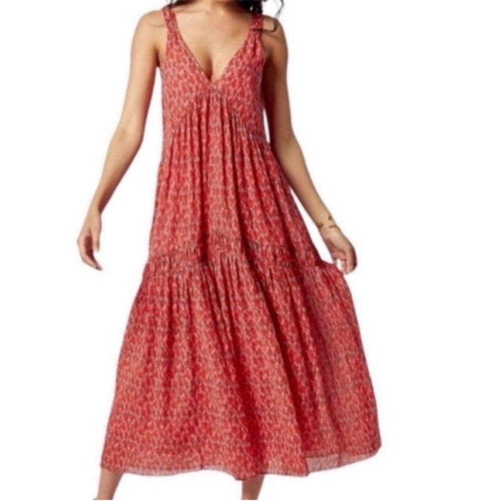 Joie Bondi Tea Rose Tiered Maxi Dress Large cotton boho casual